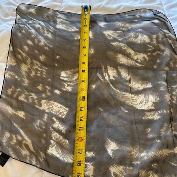 Brown Feather Print Square Scarf 19 in Boho Festival Bag Scarf Vintage Sheer - Picture 6 of 9
